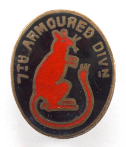 7th Armoured Division 'Desert Rats' circa 1950's Lapel Pin Badge.