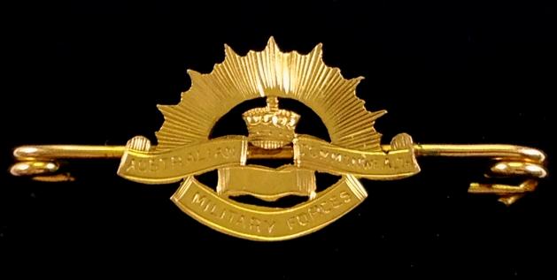 WW1 Australian Military Forces Gold Anzac Sweetheart Brooch.