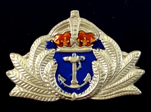 WW1 Royal Navy Officer's Cap Badge Style Silver & Enamel Sweetheart Brooch.