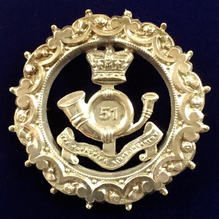 51st Yorkshire Light Infantry, 1892 Hallmarked Hollow Silver Victorian Sweetheart Brooch.