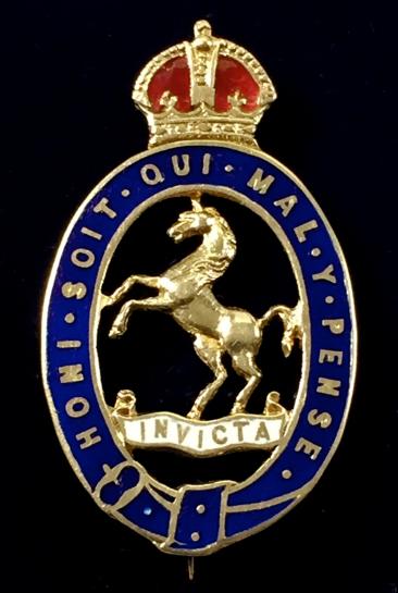 WW1 Royal East Kent Yeomanry (Duke of Connaught's Own) Gold & Enamel Sweetheart Brooch by Thomas Lynton Mott.