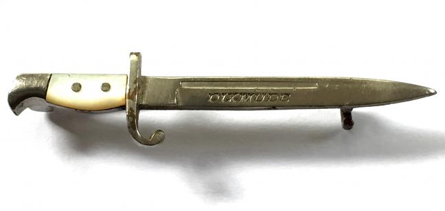 WW1 Dixmude Miniature Bayonet Sweetheart Battle Brooch, Length 61mm.