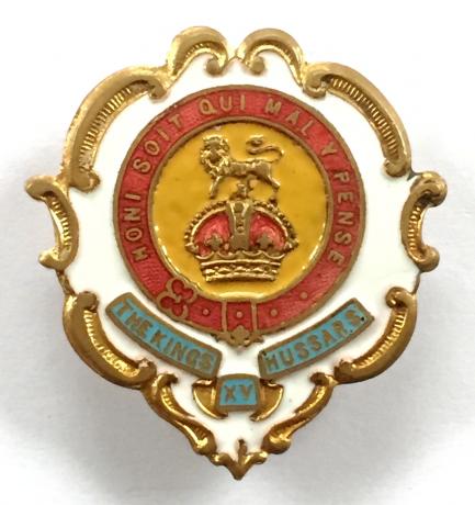 15th King's Hussars, Great War Cavalry White Faced Enamel Sweetheart Brooch.