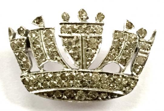 Royal Navy and Merchant Services Paste Diamond Nautical Crown Sweetheart Brooch.