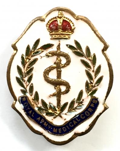 WW1 Royal Army Medical Corps White Faced Enamel Sweetheart Brooch.