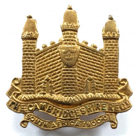 WW1 The Cambridgeshire Regiment Territorial Infantry Sweetheart Brooch, South Africa 1900-01 Scroll.