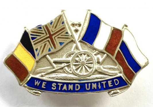WW1 Britain France Belgium & Russia allies patriotic flag brooch
