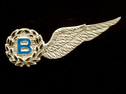 Royal Air Force Bomb Aimer brevet wing silver & enamel RAF pin brooch
