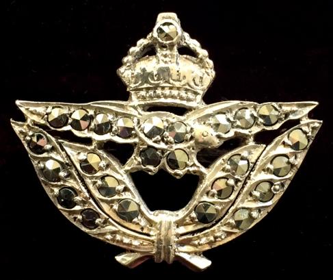 Royal Air Force Officer's Cap Badge Style Marcasite RAF Sweetheart Brooch.