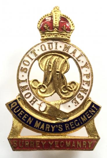 WW1 Surrey Yeomanry (Queen Mary's Regiment) Sweetheart Brooch. 