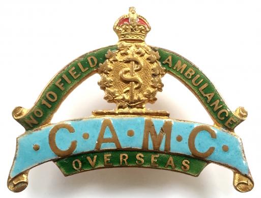 WW1 Canadian Army Medical Corps, 10th Canadian Field Ambulance C.A.M.C Overseas Pin Brooch.