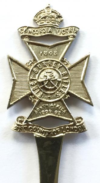 21st County of London Battalion 1912 hallmarked silver regimental spoon