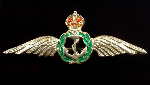 WW2 Royal Navy, Fleet Air Arm Pilot's Wing Silver & Enamel Sweetheart Brooch.