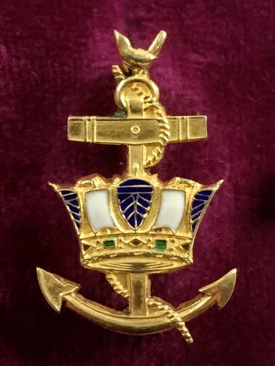 Women's Royal Naval Service, WRNS Silver Gilt & Enamel Sweetheart Brooch.
