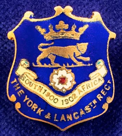 WW1 York & Lancaster Regiment Blue Enamelled Shield Sweetheart Brooch.