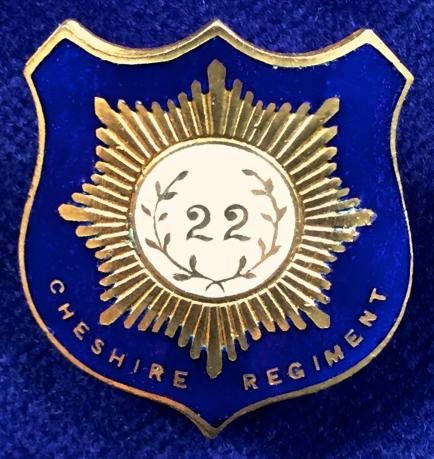 WW1 Cheshire Regiment Blue Enamelled Shield Sweetheart Brooch.