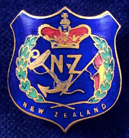 WW1 New Zealand Blue Enamelled Shield NZ Patriotic Sweetheart Brooch.