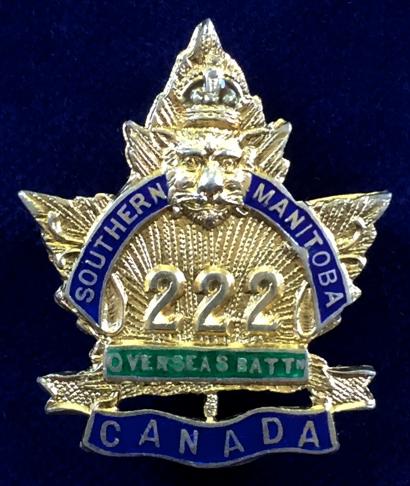 WW1 Canadian 222nd Infantry Battalion CEF, Silver & Enamel Canadian Expeditionary Force Sweetheart Brooch.