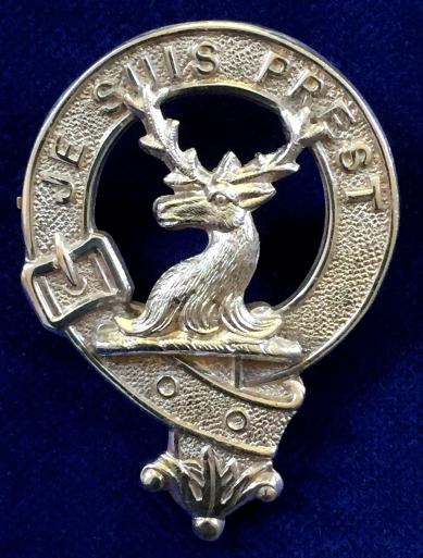 'Clan Fraser of Lovat' 1955 Hallmarked Silver Scottish Brooch by Frederick Narborough, Birmingham.