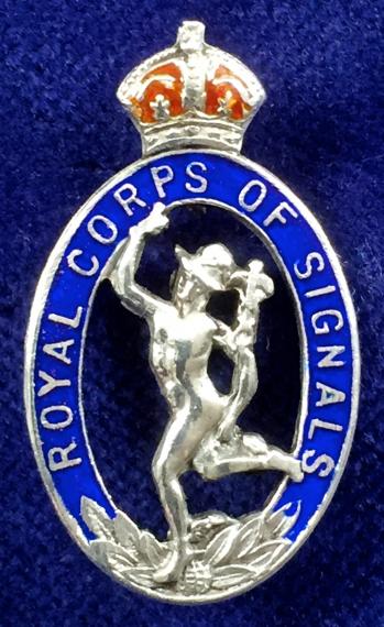 WW2 Royal Corps of Signals Silver & Enamel Sweetheart Brooch.