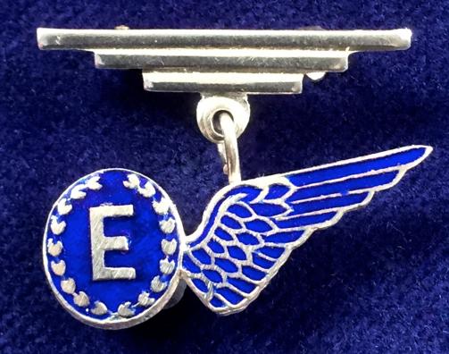 WW2 Royal Air Force Flight Engineer's Brevet Wing Silver & Enamel Sweetheart Brooch.
