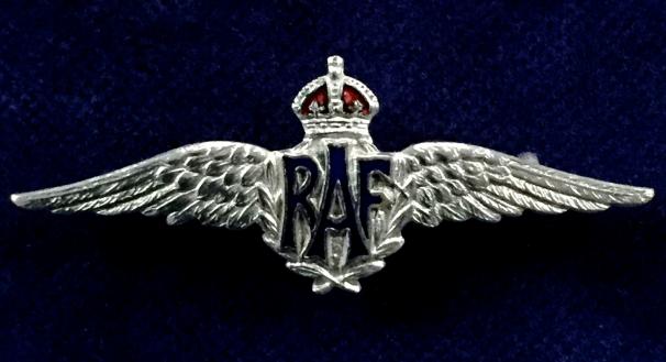 WW2 Royal Air Force Silver Plated Pilot's Wing RAF Sweetheart Brooch.