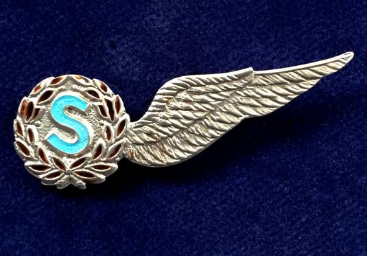 Royal Air Force Signaller's Brevet Wing Silver & Enamel RAF Sweetheart Brooch.