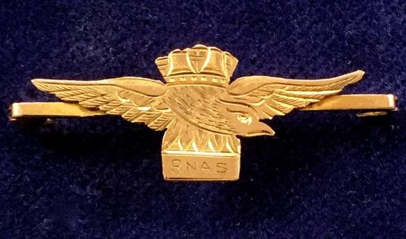 WW1 Royal Naval Air Service Pilot's Wing Gold RNAS Sweetheart Brooch.
