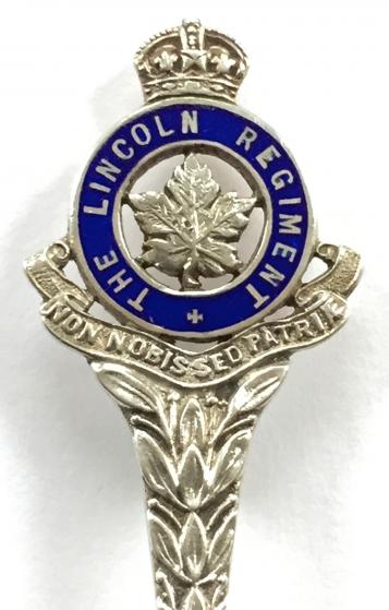 The Lincolnshire Regiment, Canada, 1923 Hallmarked Silver & Enamel Regimental Prize Spoon by J.R.Gaunt & Sons.