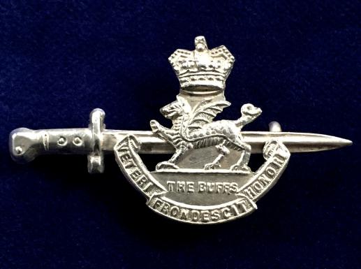 The Buffs (East Kent Regiment) 1906 Hallmarked Silver Antique Regimental Bayonet Sweetheart Brooch.