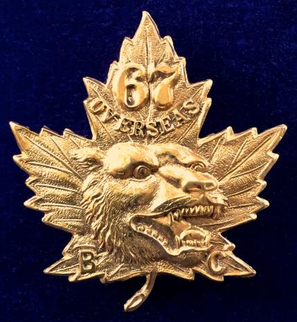 WW1 67th Infantry Battalion, Western Scots, British Columbia, Canadian Expeditionary Force Sweetheart Brooch Converted Collar Badge.
