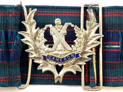 WW1 Cameron Highlanders Scottish Ladies Regimental Buckle & Tartan Belt.