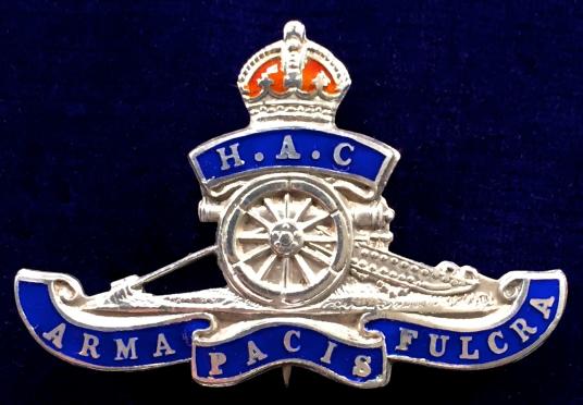WW1 Honourable Artillery Company Silver & Enamel HAC Artillery Gun Sweetheart Brooch.