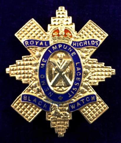 The Black Watch (Royal Highlanders),1955 Hallmarked Gold & Enamel Scottish Regimental Sweetheart Brooch.
