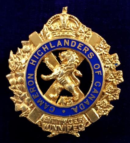 WW1 43rd Battalion CEF Winnipeg Cameron Highlanders of Canada 1915 Hallmarked Silver Gilt Sweetheart Brooch.
