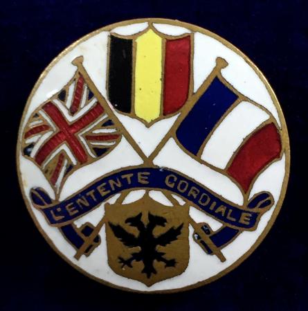 'L'Entente Cordiale' Britain France & Belgium Russia united allies patriotic flag brooch