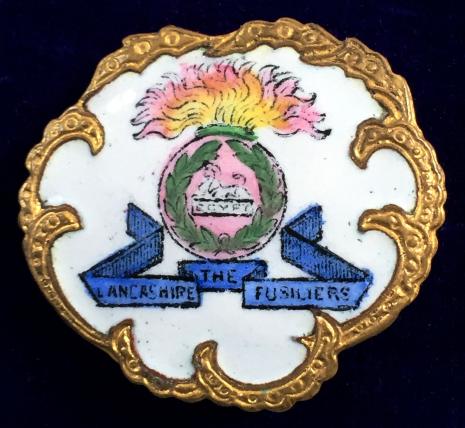WW1 The Lancashire Fusiliers White Faced Enamel Sweetheart Brooch.