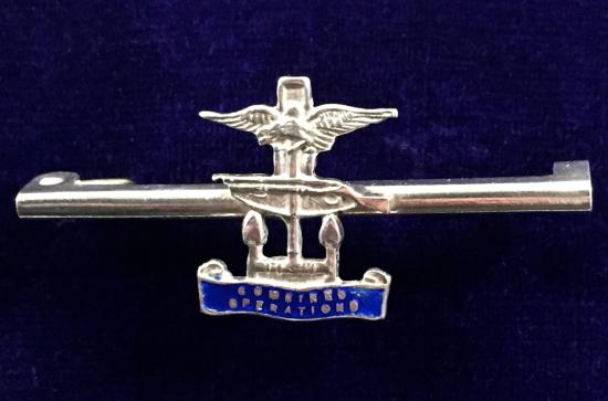 WW2 Combined Operations Badge Silver & Enamel Regimental Bar Brooch.