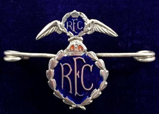 WW1 Royal Flying Corps Silver & Enamel RFC  Pilot's Wing Sweetheart Brooch.