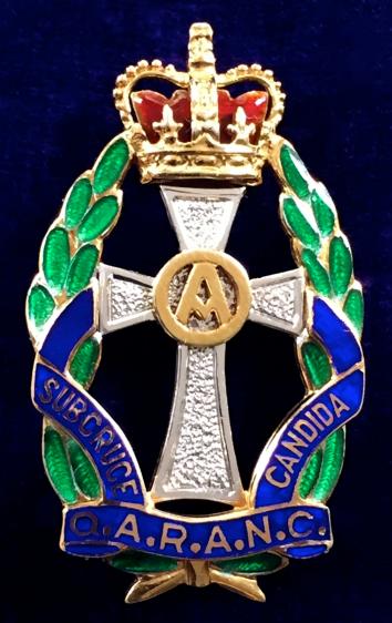 Queen Alexandra's Royal Army Nursing Corps QARANC 1990 Hallmarked Gold & Enamel Regimental Brooch by Garrard & Co, London.