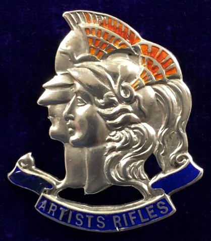 WW1 28th County of London Artists Rifles Silver & Enamel Regimental Sweetheart Brooch by Thomas Lynton Mott.