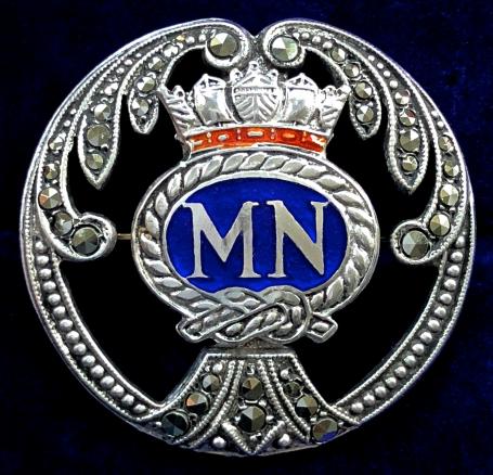 Merchant Navy silver and marcasite sweetheart brooch