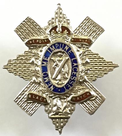 WW1 'The Black Watch (Royal Highlanders)' 1914 Hallmarked Silver & Enamel Scottish Regimental Sweetheart Brooch by Robert Chandler, Chester.