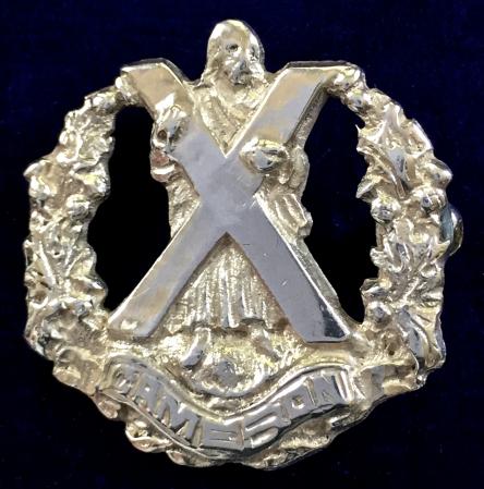 WW1 'The Queen's Own Cameron Highlanders' 1916 Hallmarked Silver Scottish Regimental Sweetheart Brooch by Henry Tatton, Edinburgh.