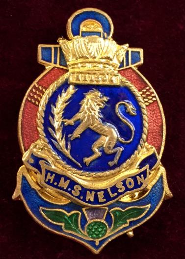 'Royal Navy H.M.S. Nelson' Lifebouy Anchor Sweetheart Brooch.