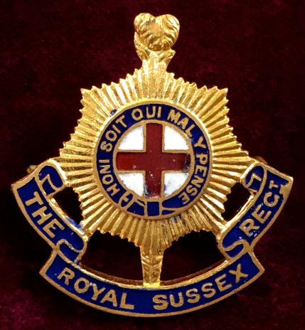WW1 The Royal Sussex Regiment Gilt & Enamel Sweetheart Brooch.