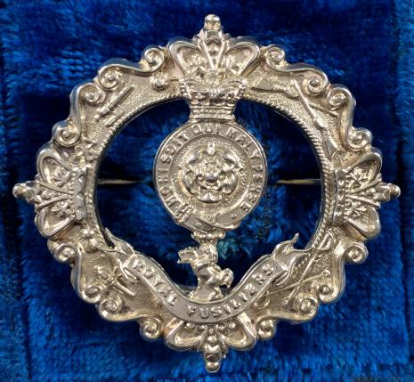 Boer War Royal Fusiliers 1899 Hallmarked Hollow Silver Antique Regimental Sweetheart Brooch in Presentation Case.