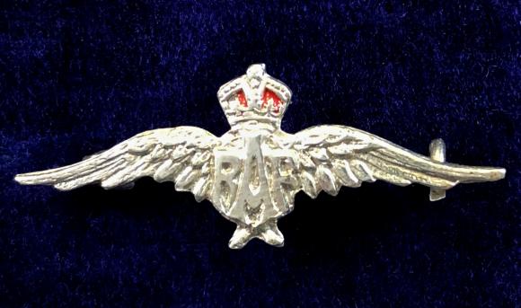 WW2 Royal Air Force Pilot's Wing Silver RAF Sweetheart Brooch, Petite Size perfect for either Teddy Bear, Dolly or Child.