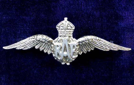 WW2 Royal Air Force Pilot's Wing Chromium Plated RAF Sweetheart Brooch.