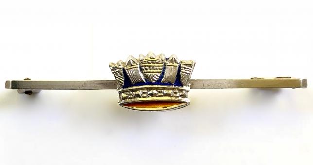 Royal Navy and Merchant Navy silver and enamel nautical crown brooch